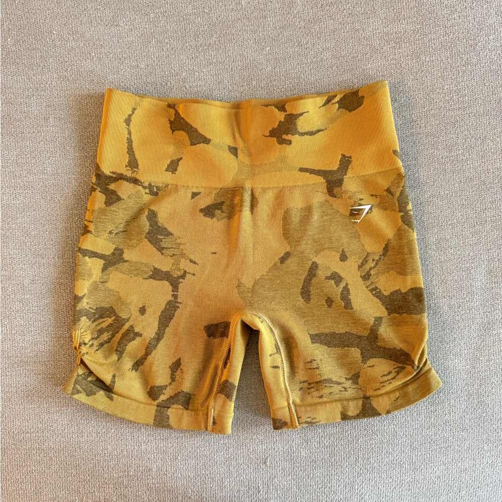Gymshark Yellow Camo Athletic Shorts